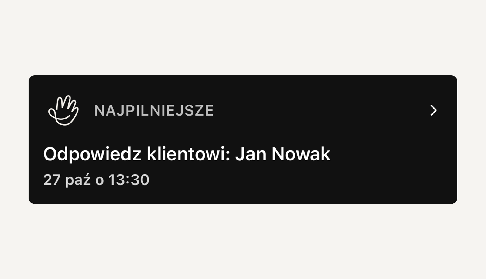 Karta najpilniejszej sprawy w aplikacji Efika
